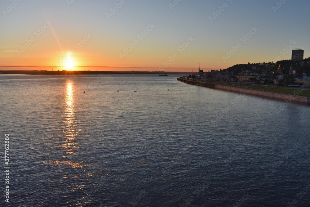 dawn on the Volga River. Nizhny Novgorod