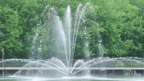 Wallpaper Mural Water jets from the fountain. Water jet. City fountain. Water pressure. How to survive the heat. Hot summer in the city. Torontodigital.ca