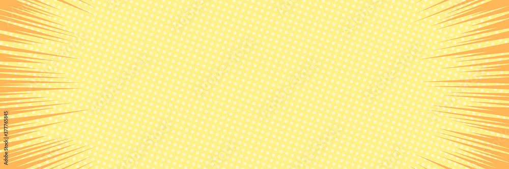 Vector simple background in comic book style with polka dot pattern and shadow. Retro pop art design. Long horizontal banner. Vector simple background in comic book style with polka dot pattern and shadow. Retro pop art design. Long horizontal banner.