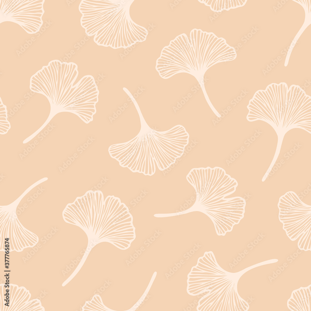 Vector seamless pattern with hand drawn ginkgo biloba leaves. Beautiful design for textile, wallpaper, wrapping Vector seamless pattern with hand drawn ginkgo biloba leaves. Beautiful design for textile, wallpaper, wrapping