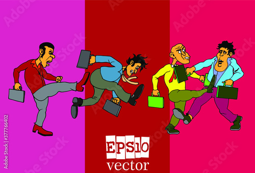 Businessman cartoon character working collection, vector