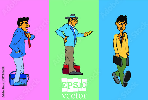 Businessman cartoon character working collection, vector