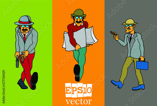 Businessman cartoon character working collection, vector