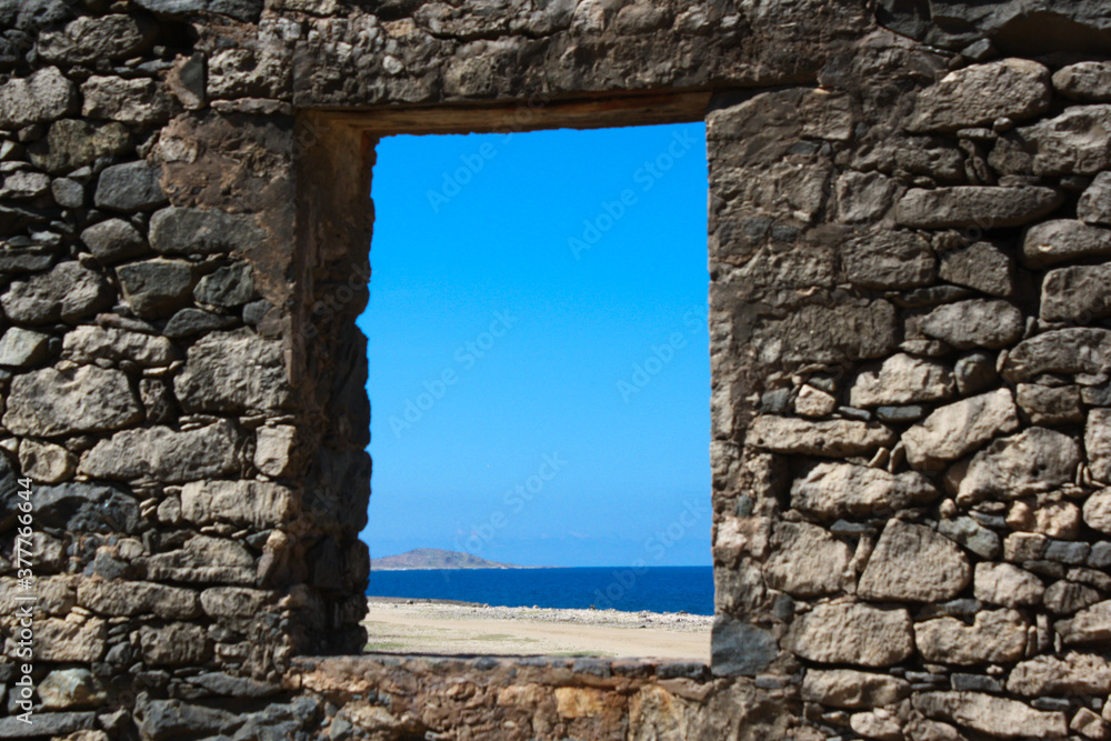 A viewpoint facing northwest from Bushiribana Ruins, located at Aruba, Dutch Caribbean.