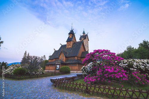 Norwegian wooden church Wang in Karpacz, Lower Silesia, Poland