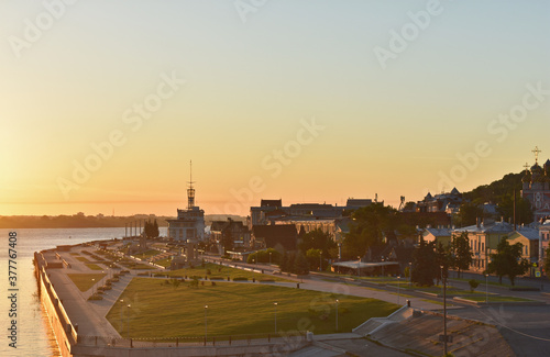 dawn on the Volga River. Nizhny Novgorod