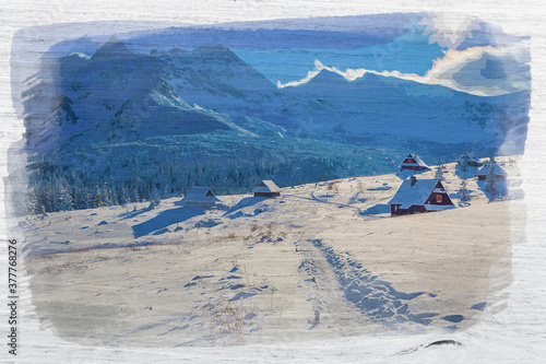 Watercolor painting of Tatr...