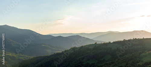 Tableau sur toile Beautiful sunset on the background of the mountain landscape