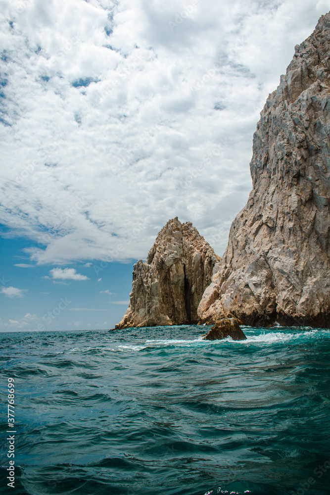 Rock formations in the middle of the Sea of Cortez and the Pacific Ocean in Mexico