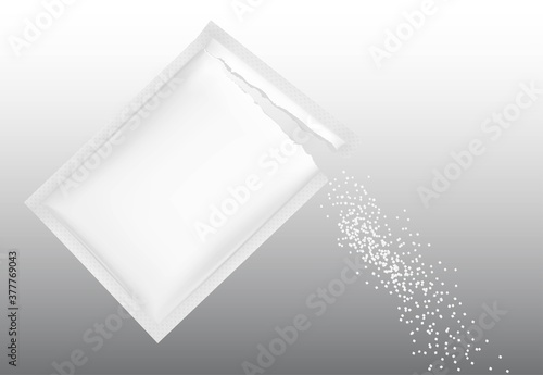 Open blank sachet packaging for dry product. Vector illustration. Ready for your design. EPS10.	
