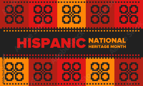  National Hispanic Heritage Month in September and October. Hispanic and Latino Americans culture. Celebrate annual in United States. Poster, card, banner and background. Vector illustration