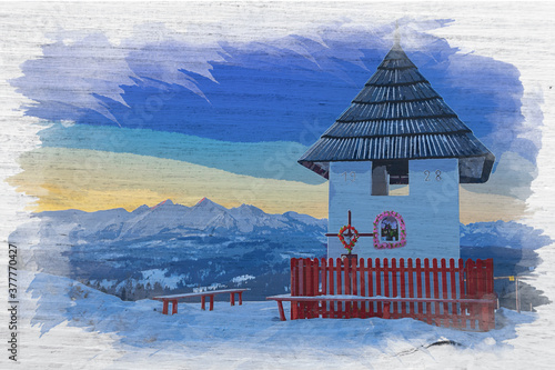Snowy Tatra mountains at su...