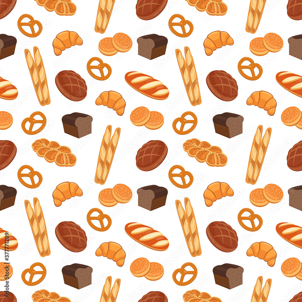 Bread and cereal seamless pattern. Food pattern. Vector Bread and cereal seamless pattern. Food pattern. Vector