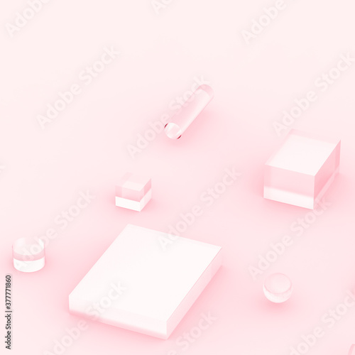 3d pink rose pastel minimal studio background. Abstract 3d geometric shape object illustration render. Display for cosmetics and beauty fashion product.