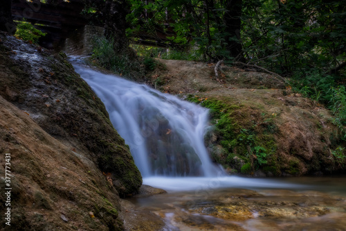 Fototapeta Naklejka Na Ścianę i Meble -  Magical Kursunlu Waterfalls in Antalya, Turkey. Kursunlu selalesi. July 2020, long exposure.