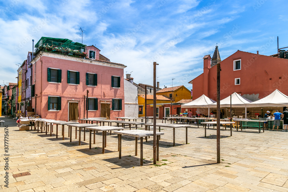 Naklejka premium Sunny day on Fish Market in Murano, Venice