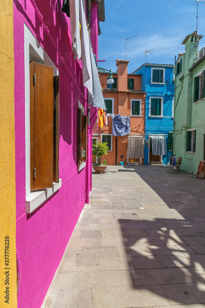 Vivid colours in a Little Lane in Murano, Venice