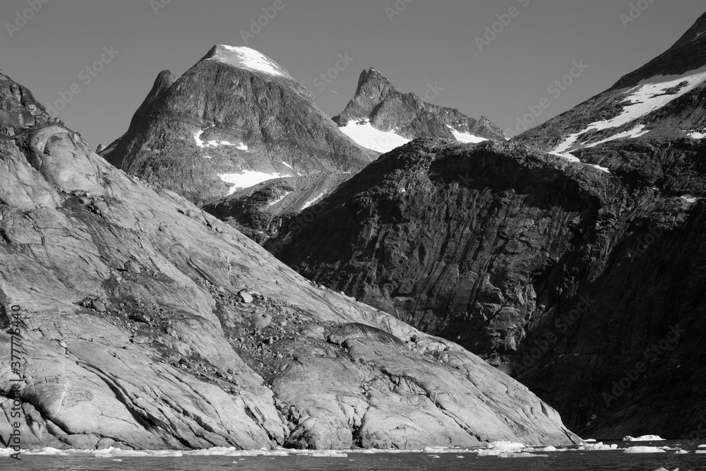 Mountain Peaks along Fjord, Greenland