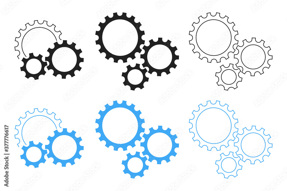 Gear wheel icon vector set illustration in flat style on the white