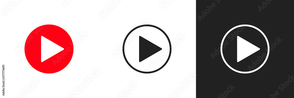 Play button icon simple set vector illustration isolated in flat Play button icon simple set vector illustration isolated in flat