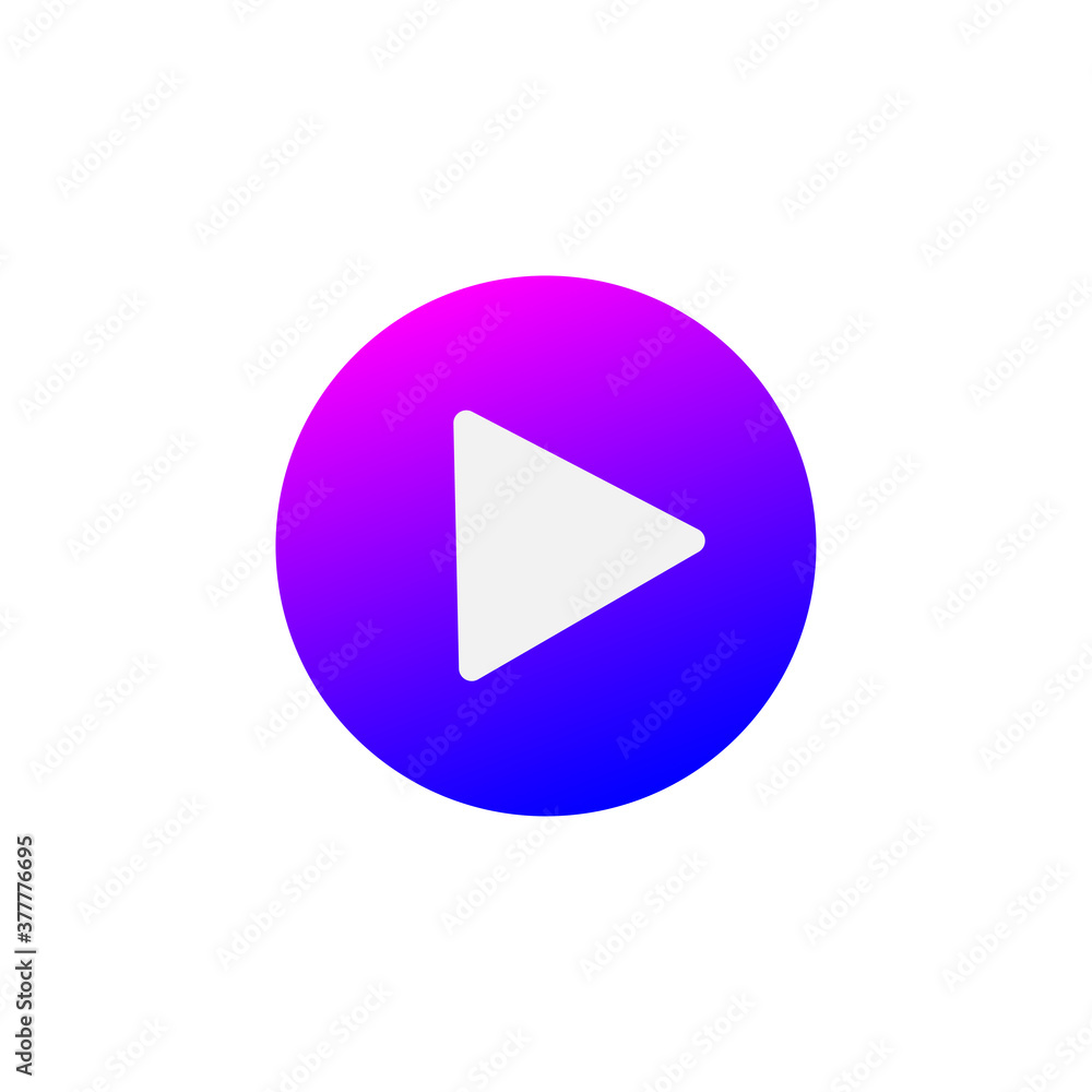 Play button icon for music simple vector illustration in flat style on the white Play button icon for music simple vector illustration in flat style on the white