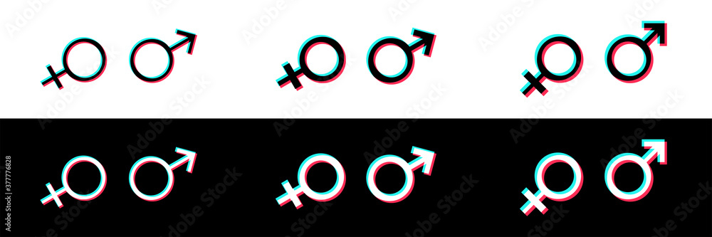 Icon gender thin flat blue and pink set for social Icon gender thin flat blue and pink set for social