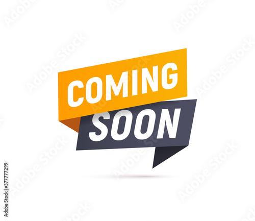 Coming soon isolated vector icon paper style. Promotion sign. Start a new business design element