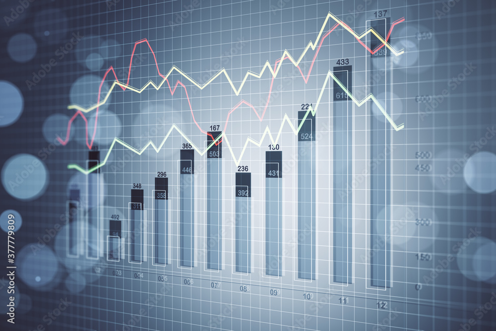 Trading charts and stock information on screen. Trading charts and stock information on screen.