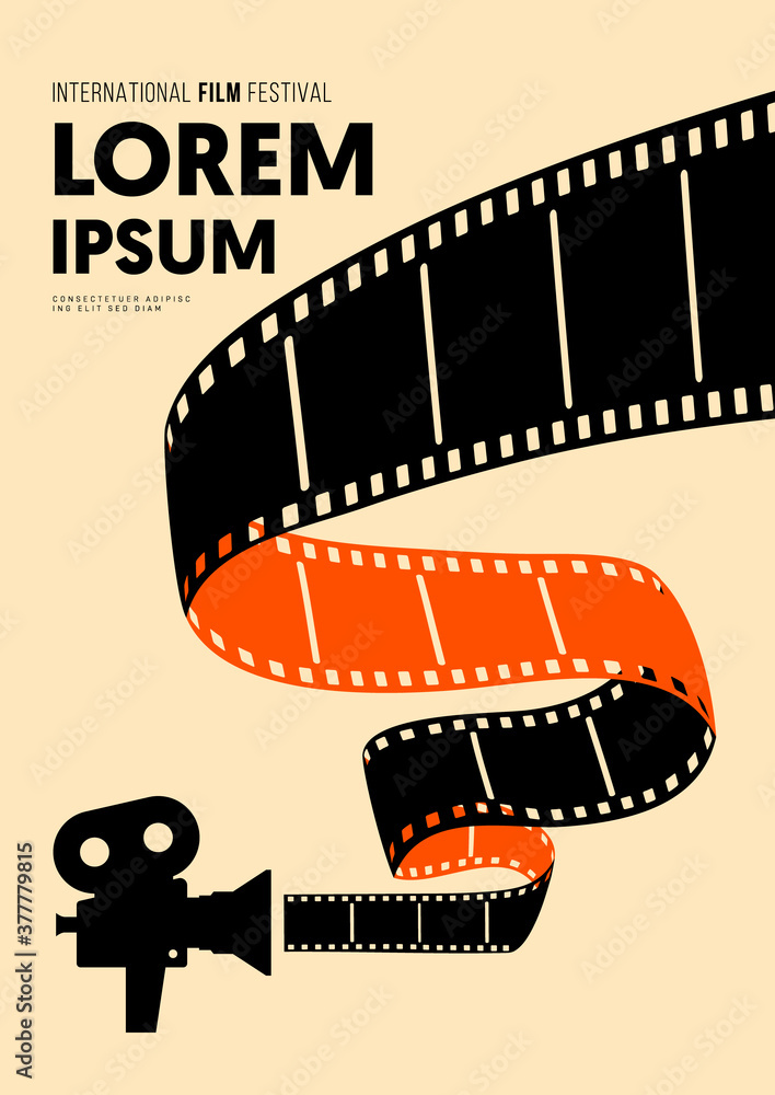 Φωτογραφία Movie and film poster design template background with vintage filmstrip