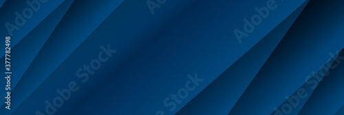 High contrast blue and black glossy stripes. Abstract tech graphic banner design. Vector corporate background © Salman