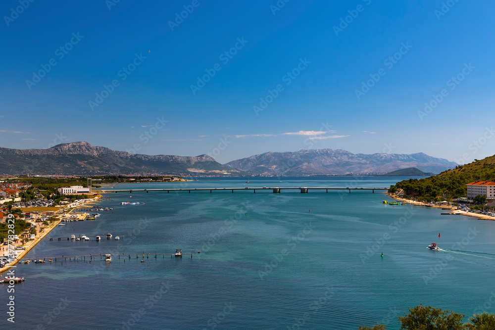View of the Strait between the mainland and the island in the city of Trogir