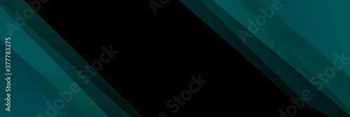 Modern dark green abstract banner background. High contrast black and green glossy stripes. Abstract tech graphic banner design. Vector corporate background 