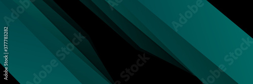 Modern dark green abstract banner background. High contrast black and green glossy stripes. Abstract tech graphic banner design. Vector corporate background 
