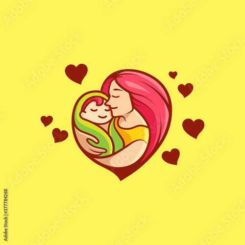 mother's love for children illustration with variant color