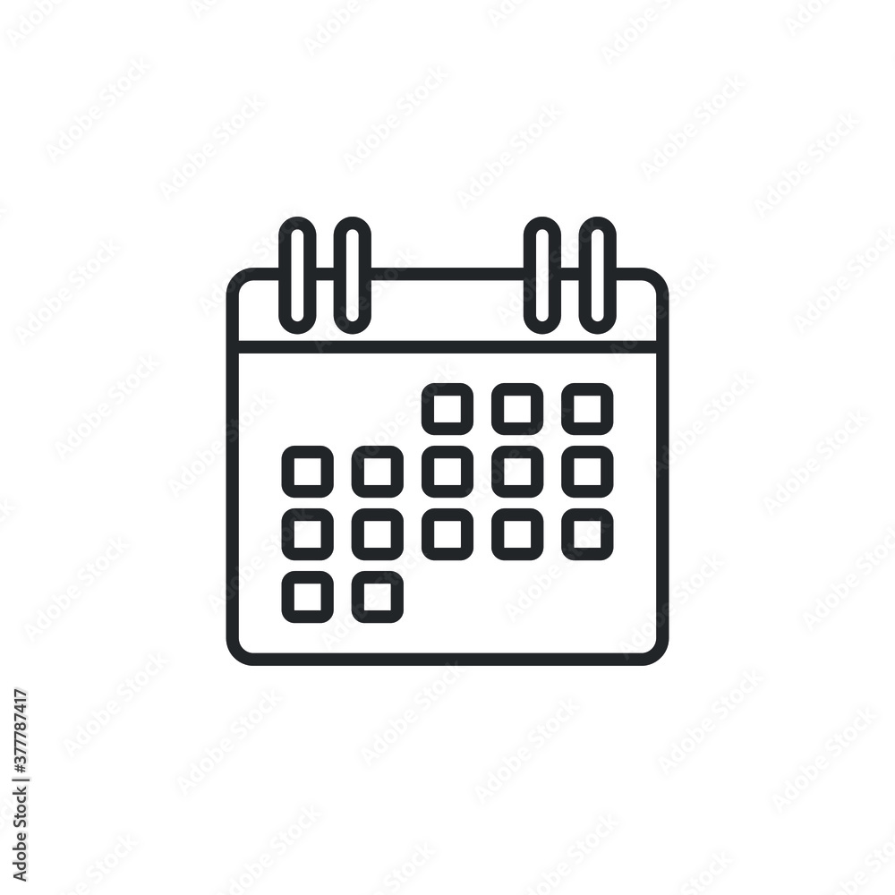 Line icon style calendar appointment on the wall. Date sign, Event pictogram. Agenda, reminder. Monthly Schedule time planner business concept. Vector illustration. Design on white background. EPS 10 Line icon style calendar appointment on the wall. Date sign, Event pictogram. Agenda, reminder. Monthly Schedule time planner business concept. Vector illustration. Design on white background. EPS 10