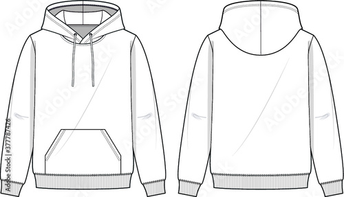 Hoodie Flat Technical Sketch 