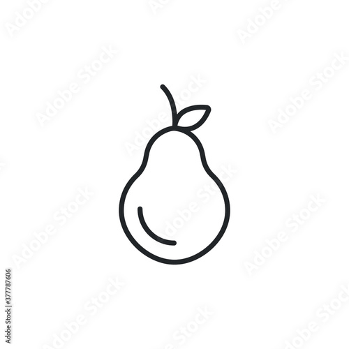 line style pear fruit icon. Single organic sweet ripe pear with leaf as nutrition and vitamin. Tropical plant summer. Vegetarian health food. Vector illustration. Design on white background. EPS 10