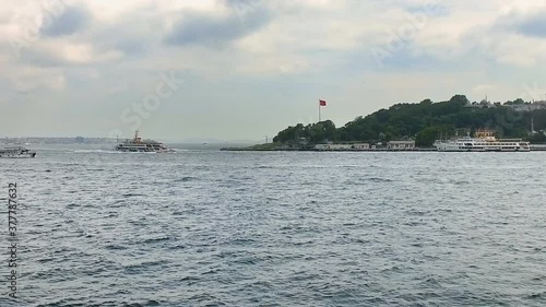 Boat trafffic in front of Topkapi palace before marmara sea Istanbul, Turkey photo