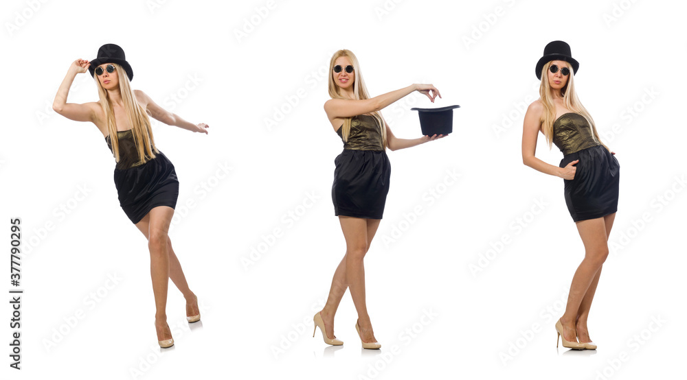Woman in fashion concept isolated on white Woman in fashion concept isolated on white