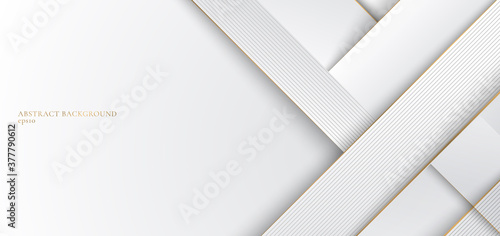 Abstract white and gray stripes with golden line elegant concept design