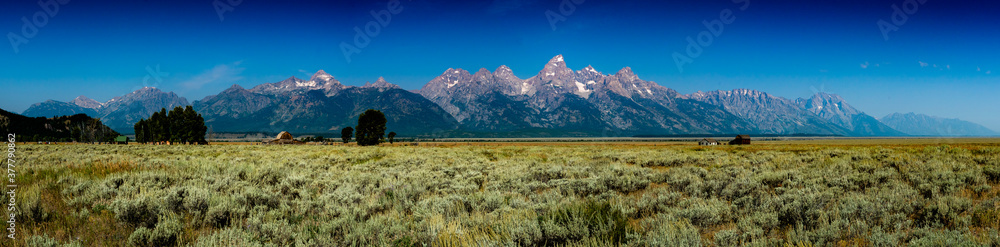 Panoramic view of the Grand Teton range Panoramic view of the Grand Teton range