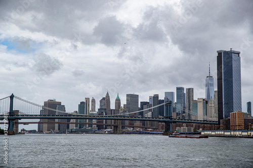 A view of lower Manhattan skyline from the East River in New York City on Sunday, Sept. 13, 2020. (Gordon Donovan) © GORDON