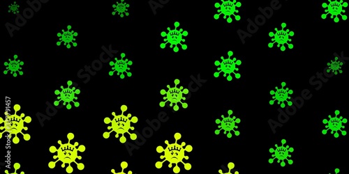 Dark green, yellow vector texture with disease symbols.