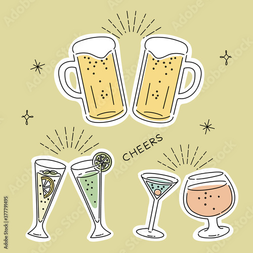 カクテルとビールで乾杯