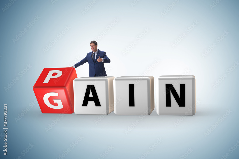 No pain no gain concept with businessman