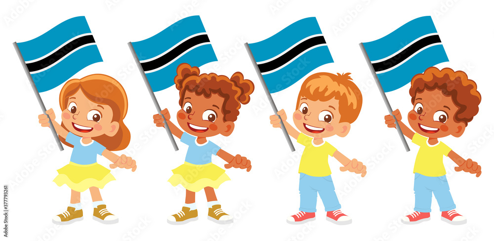 Botswana flag in hand set