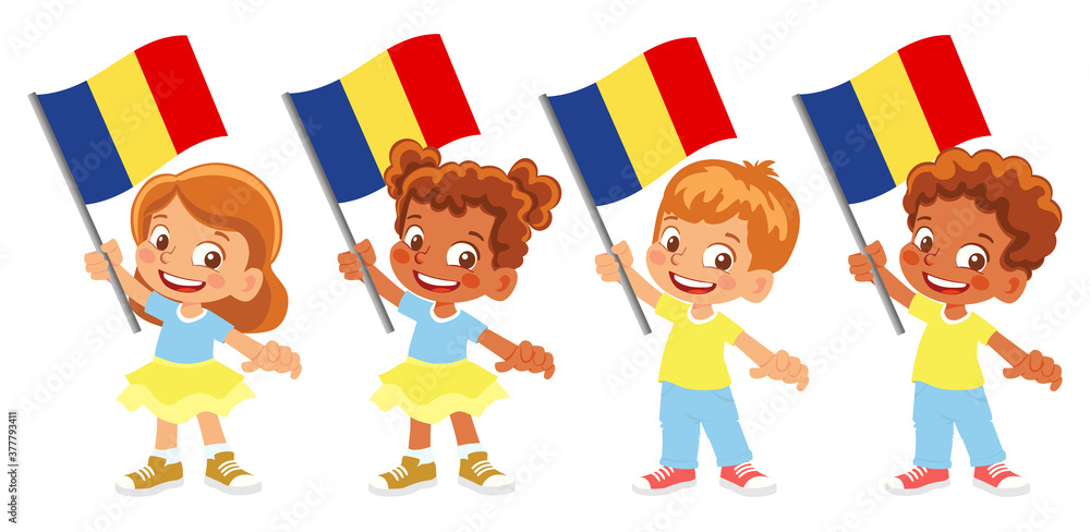 Chad flag in hand set Chad flag in hand set