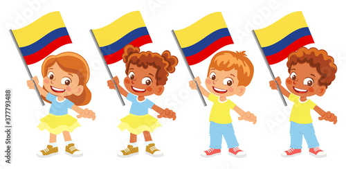 Colombia flag in hand set