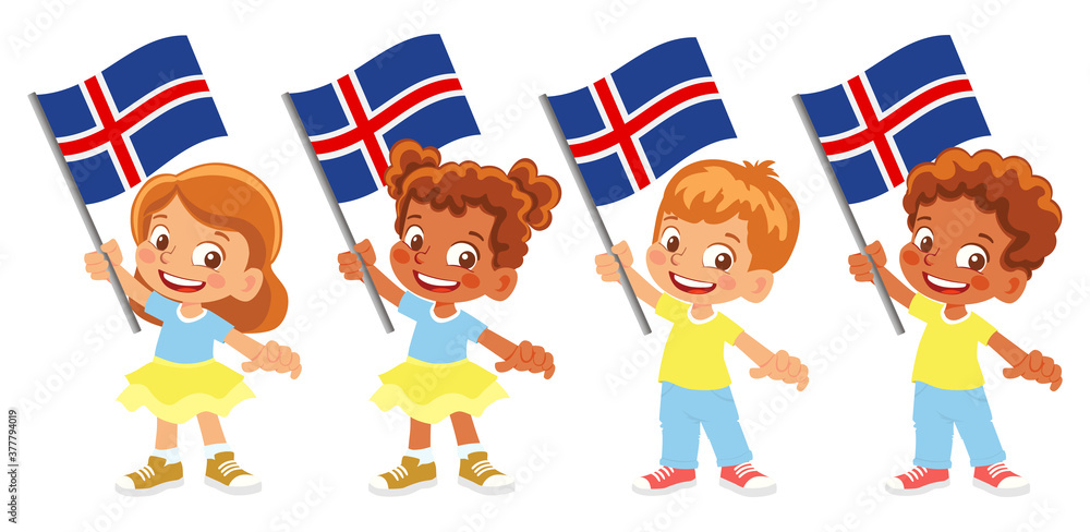 Iceland flag in hand set