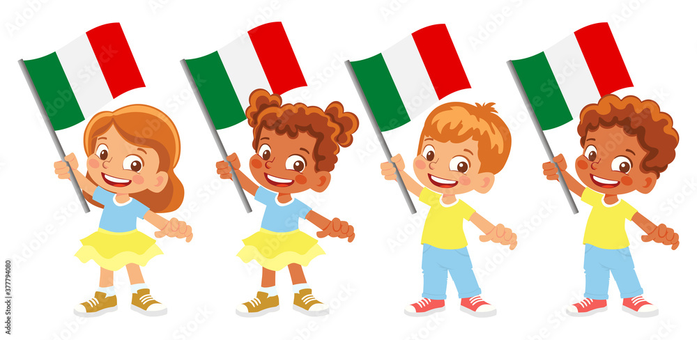 Italy flag in hand set Italy flag in hand set
